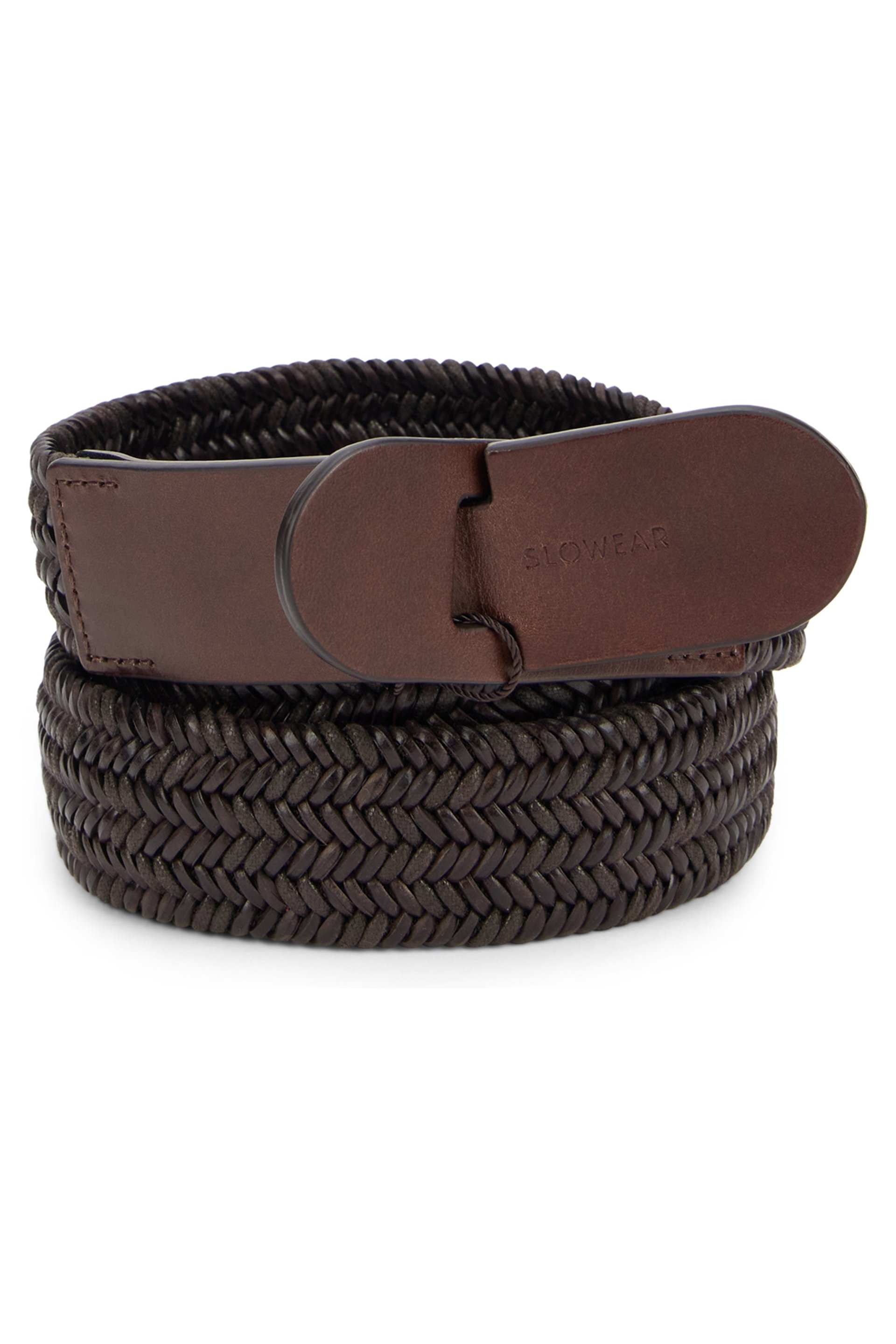 Slowear Woven Leather Belt — Brown by Slowear