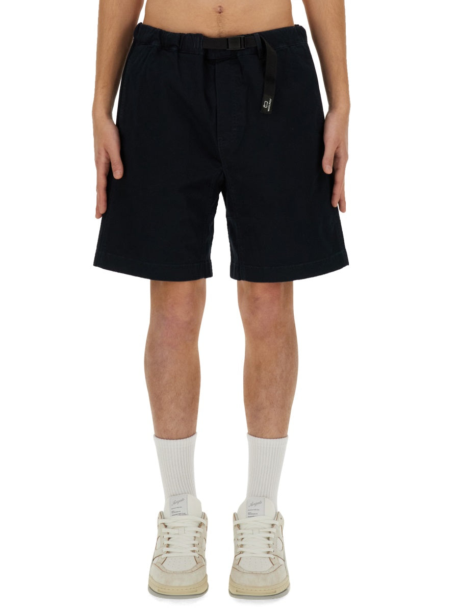 Woolrich Belted Cotton Bermuda Shorts — Blue by Woolrich