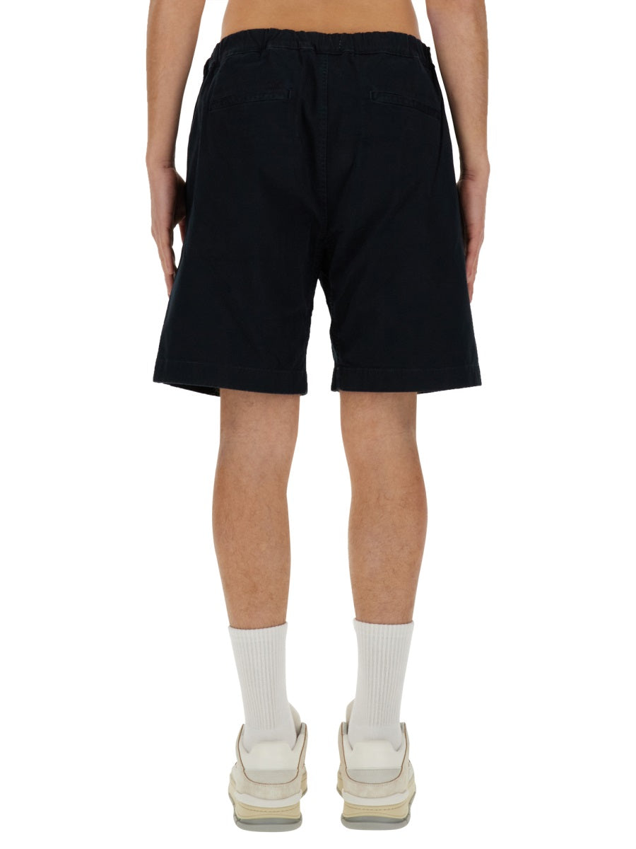 Woolrich Belted Cotton Bermuda Shorts — Blue, view 3