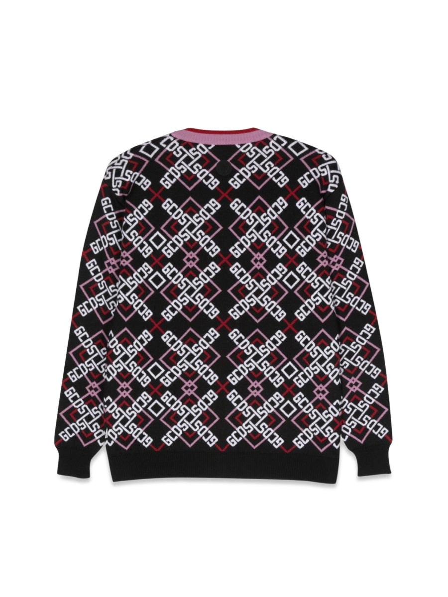 GCDS Virgin Wool Blend Cardigan — Multicolor, view 2