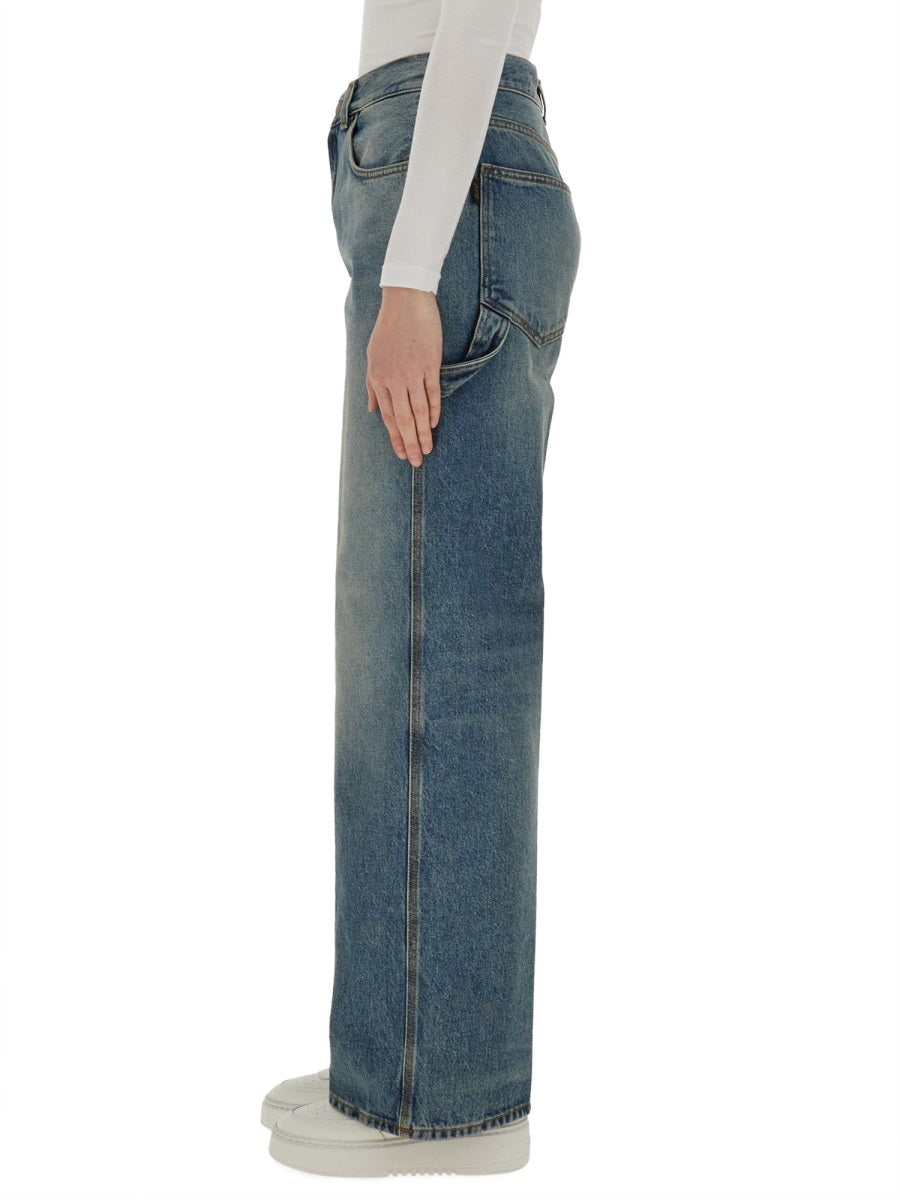 Haikure Wide Fit Cotton Jeans — Blue, view 4