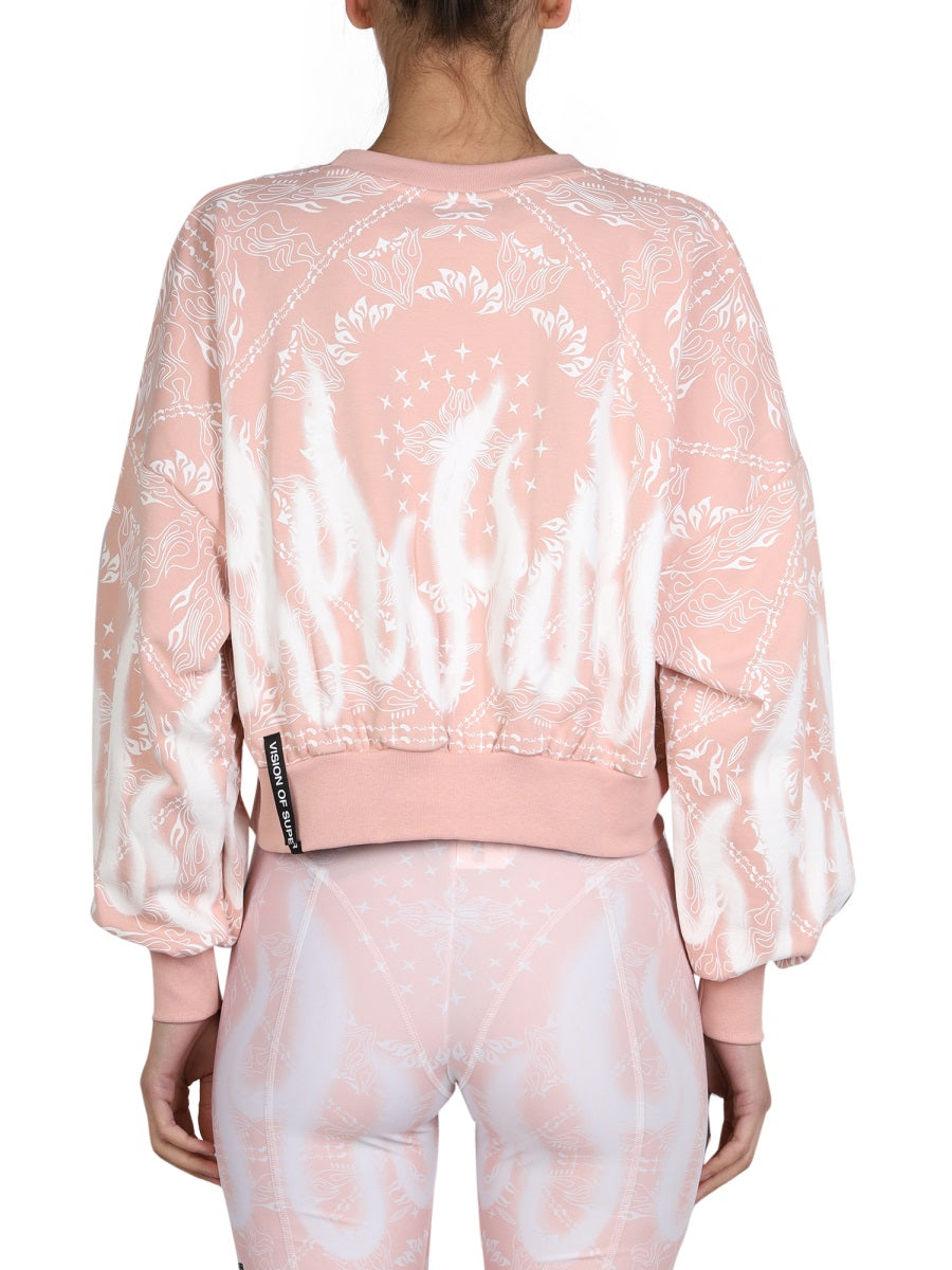 Vision Of Super Paisley Pattern Cotton Sweatshirt — Pink, view 2