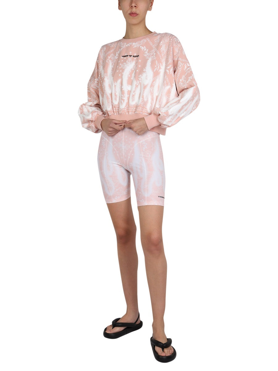 Vision Of Super Paisley Pattern Cotton Sweatshirt — Pink, view 3