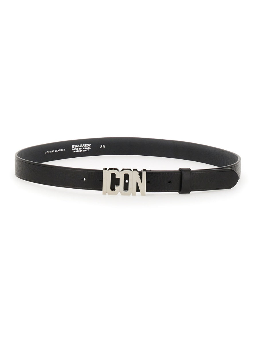Dsquared2 Leather Belt — Black, view 3
