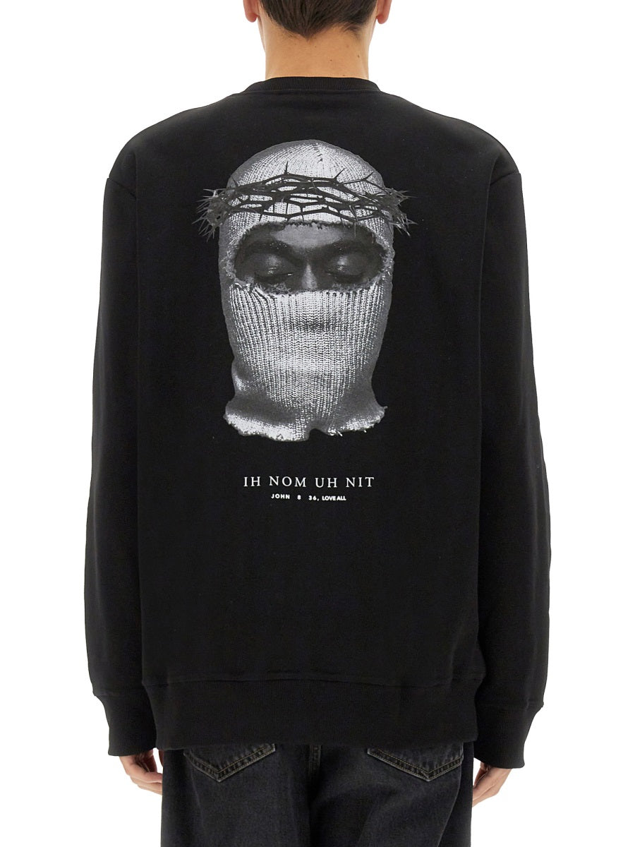 Ih Nom Uh Nit Crown Mask Print Sweatshirt — Black by Ih Nom Uh Nit