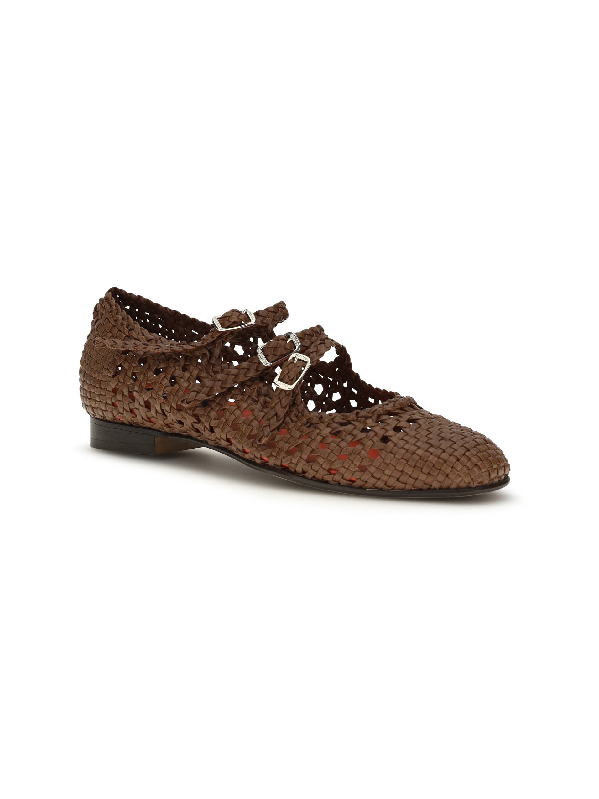 Carel Paris Woven Calf Leather Ballerina Flat — Cognac, view 2
