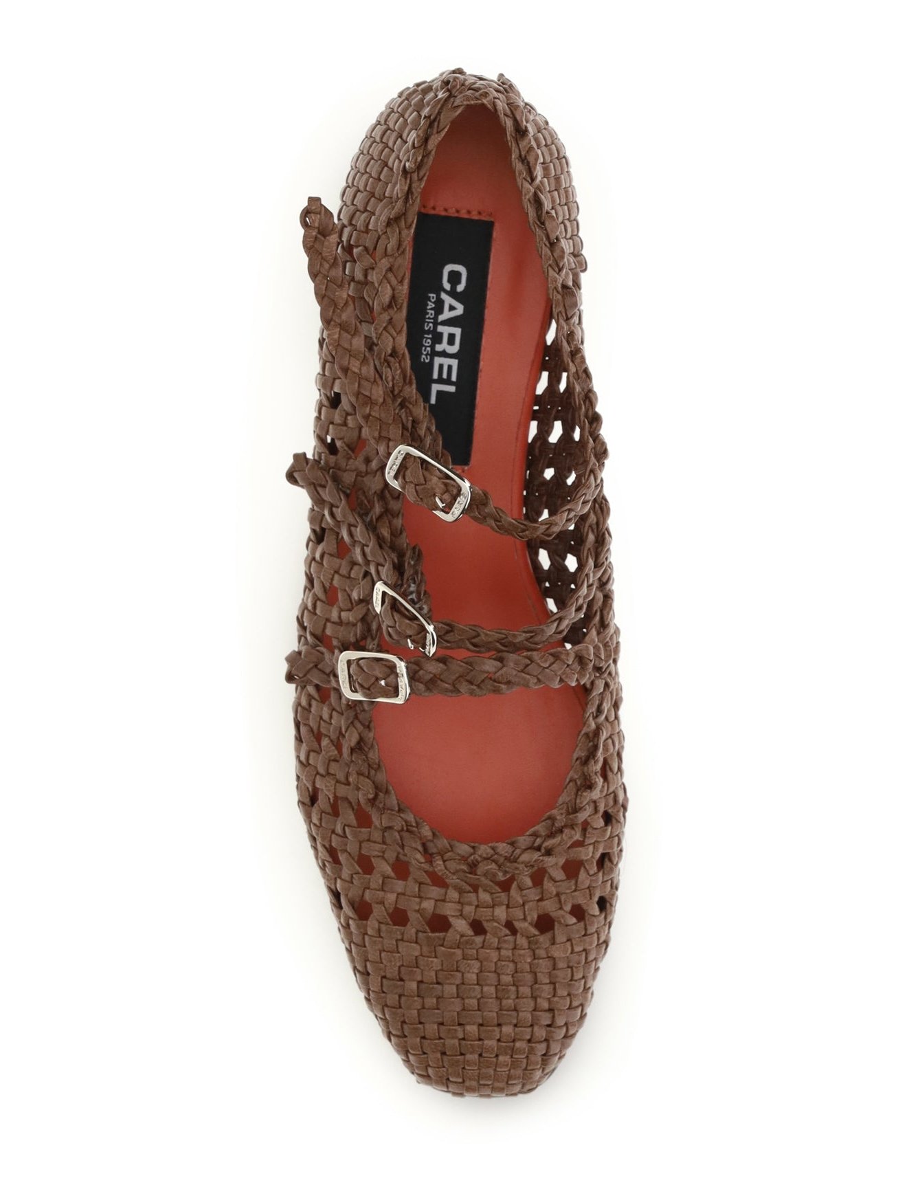 Carel Paris Woven Calf Leather Ballerina Flat — Cognac, view 4