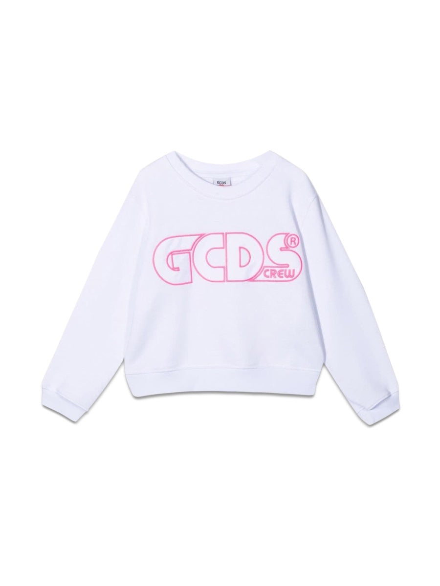 GCDS Cropped Cotton Sweatshirt — White by GCDS