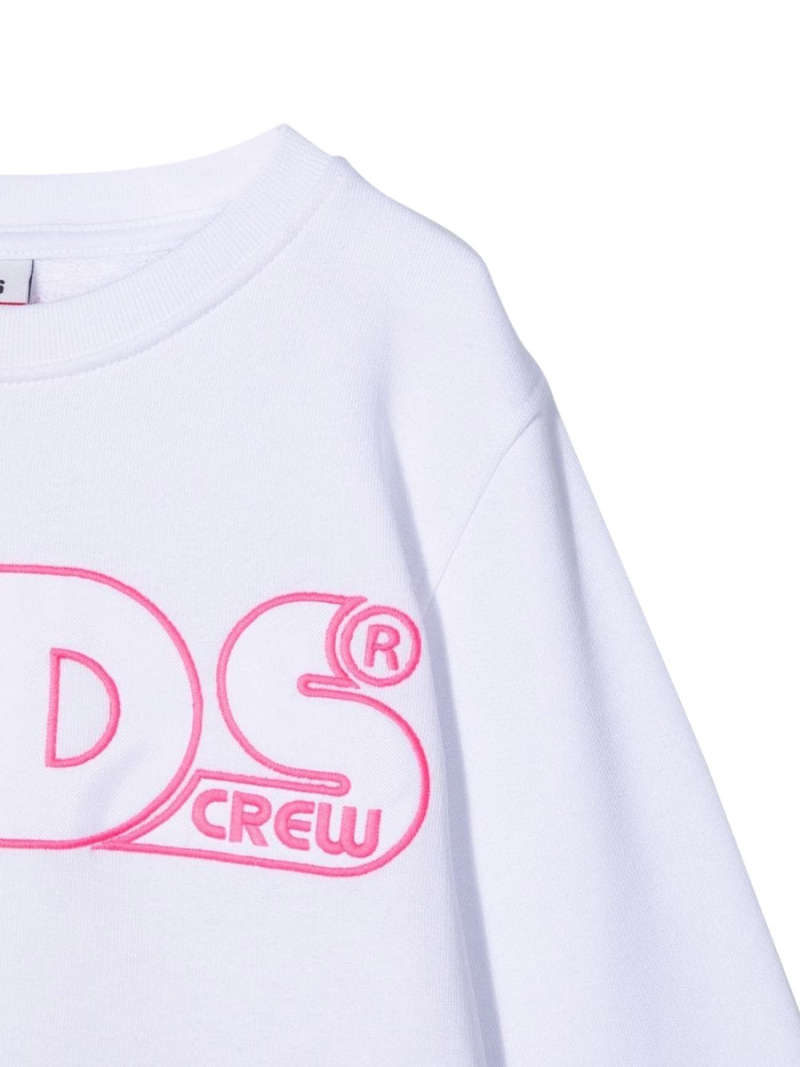 GCDS Cropped Cotton Sweatshirt — White, view 2