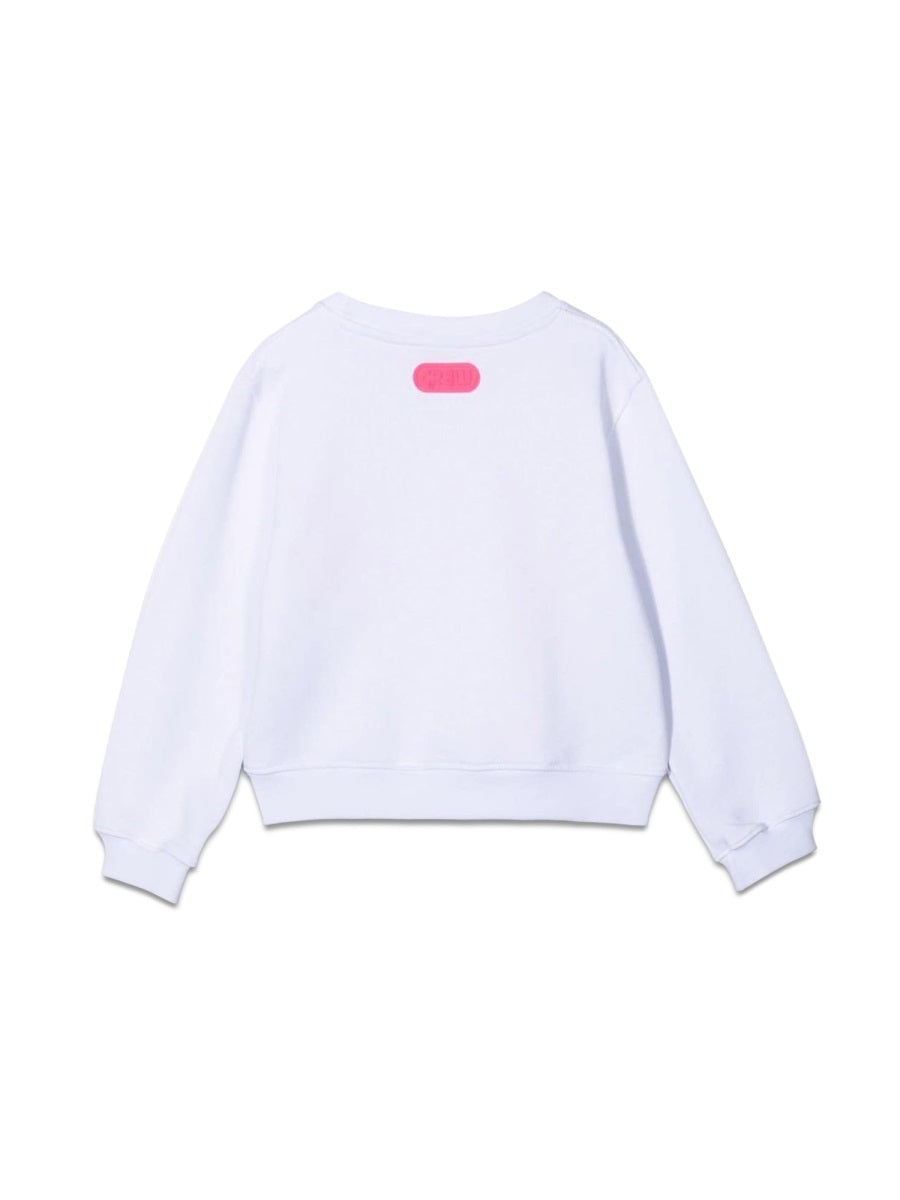 GCDS Cropped Cotton Sweatshirt — White, view 3