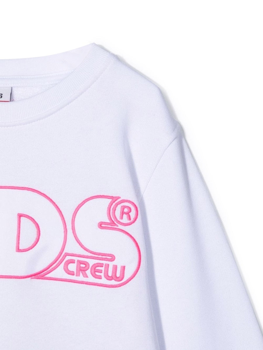GCDS Cropped Cotton Sweatshirt — White, view 5