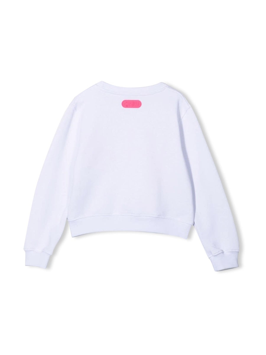 GCDS Cropped Cotton Sweatshirt — White, view 6
