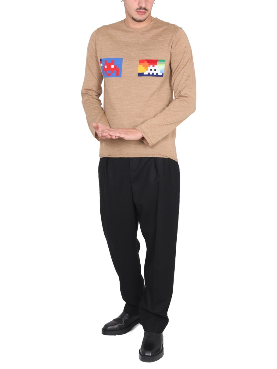 Comme Des GarçOns Shirt Wool Jersey Regular Fit Sweater — Beige, view 3