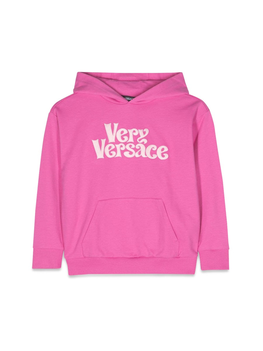 Versace Fleece Cotton With Pink Embroidery Sweatshirt — Pink by Versace