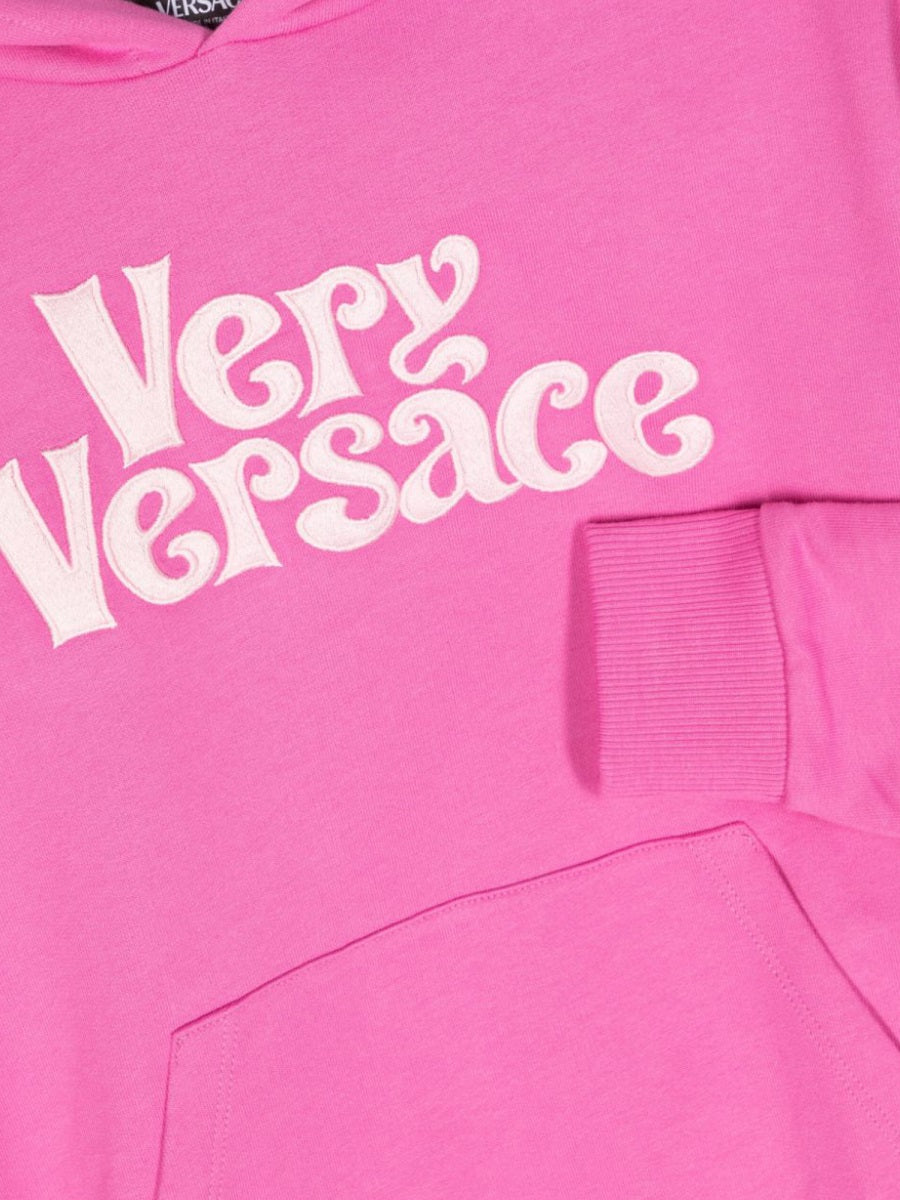Versace Fleece Cotton With Pink Embroidery Sweatshirt — Pink, view 3