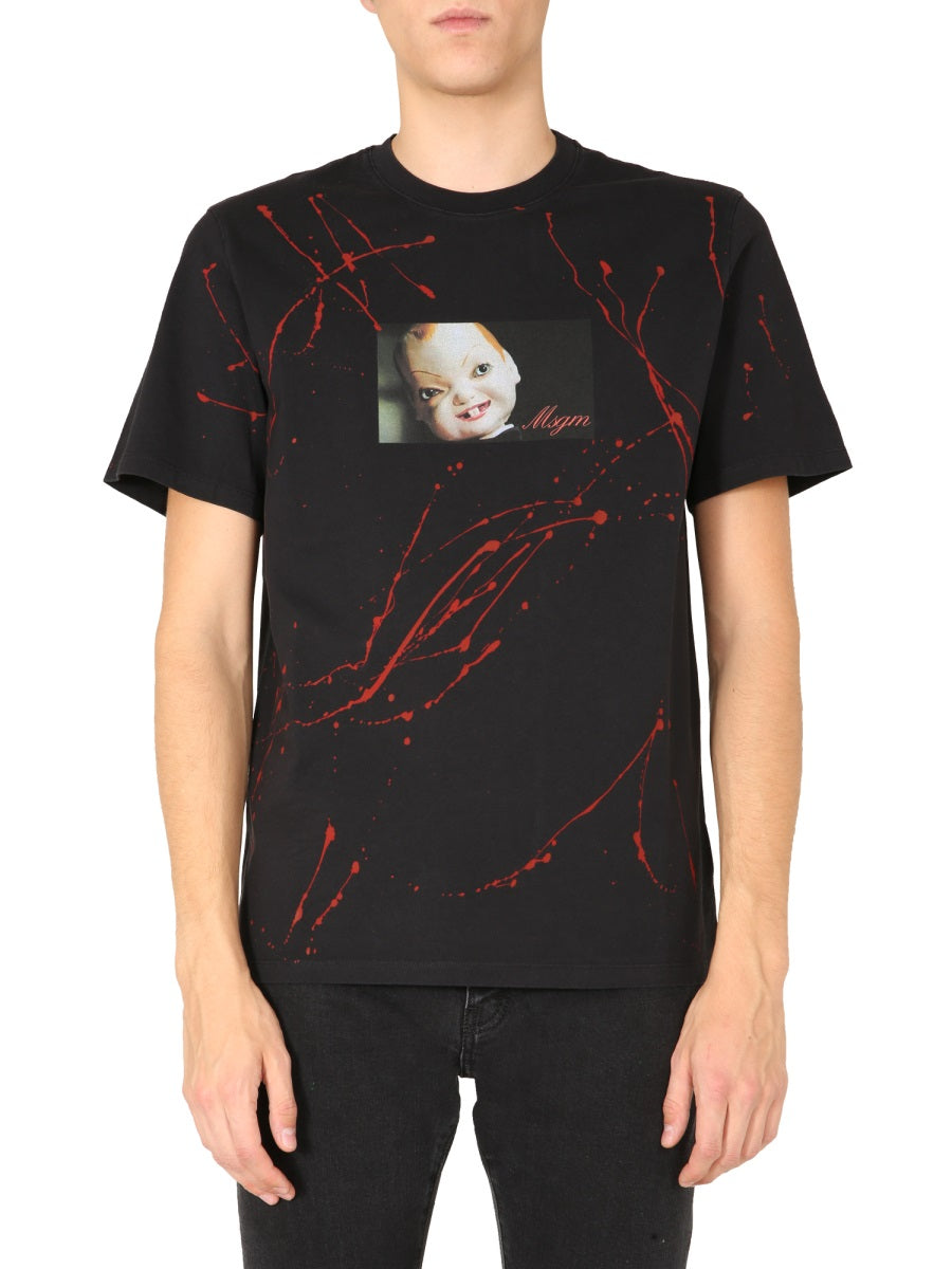 MSGM Crew Neck Cotton T-Shirt — Black by Msgm