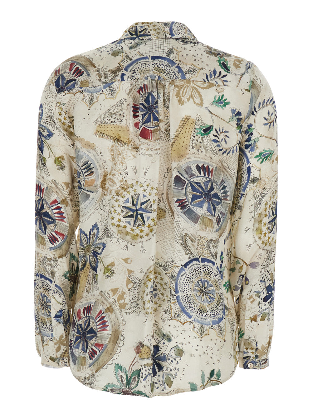 Momoni All-Over Botanical Print Shirt — White, view 2
