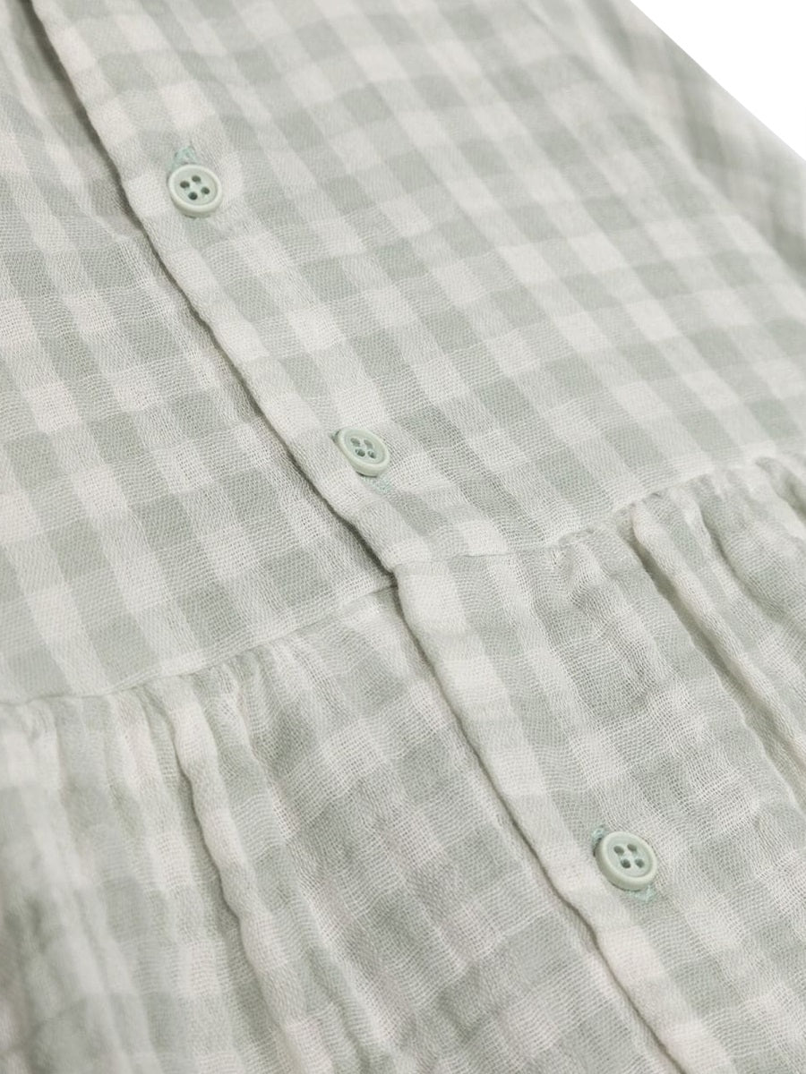 Teddy & Minou Checked Cotton Dress — Multicolor, view 3