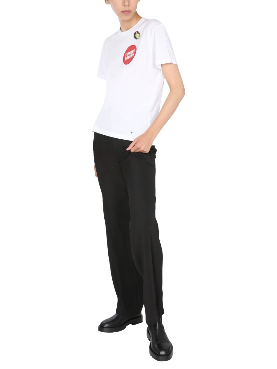 Raf Simons Crew Neck Cotton T-Shirt — White, view 3