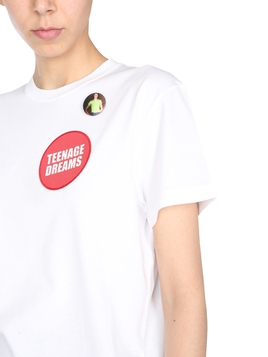 Raf Simons Crew Neck Cotton T-Shirt — White, view 4