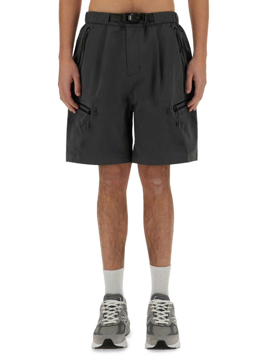 Alpha Industries Laser Cut Polyester Bermuda Shorts — Gray, view 2