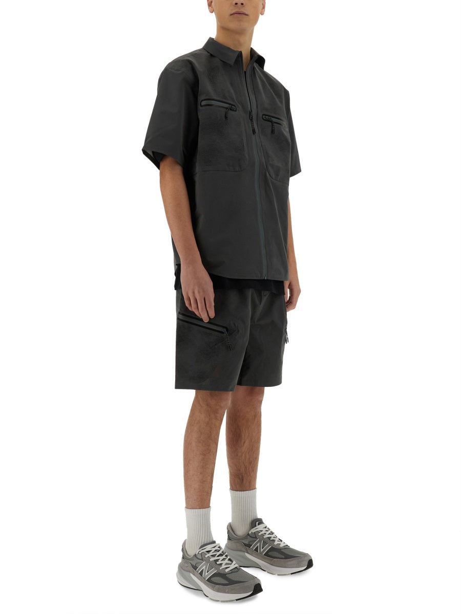 Alpha Industries Laser Cut Polyester Bermuda Shorts — Gray, view 3