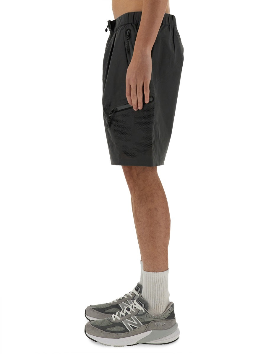 Alpha Industries Laser Cut Polyester Bermuda Shorts — Gray, view 4