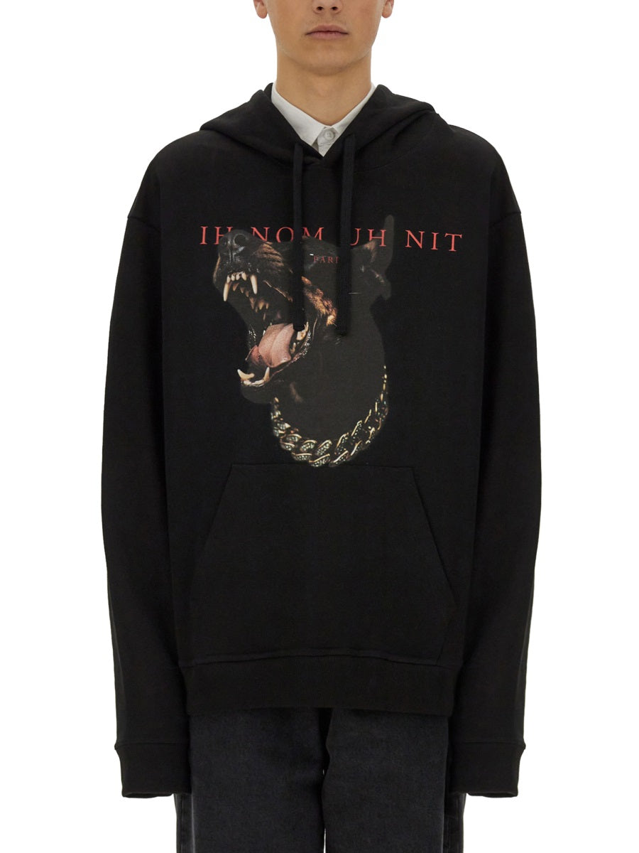 Ih Nom Uh Nit Dobermann Print Cotton Sweatshirt — Black by Ih Nom Uh Nit