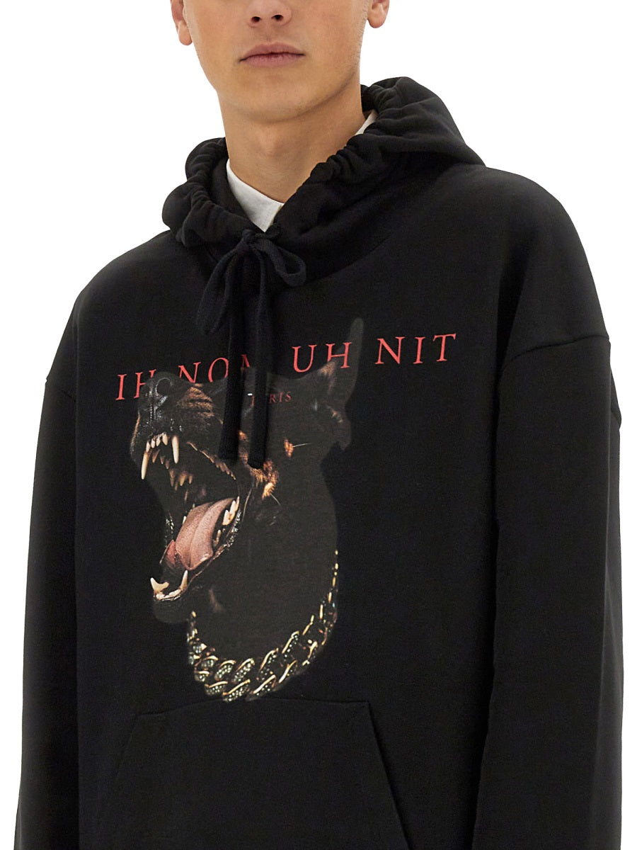 Ih Nom Uh Nit Dobermann Print Cotton Sweatshirt — Black, view 3