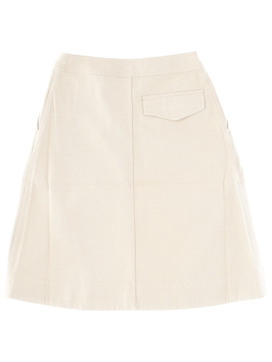 Margaret Howell Cotton-Wool Blend Midi Skirt — White by Margaret Howell