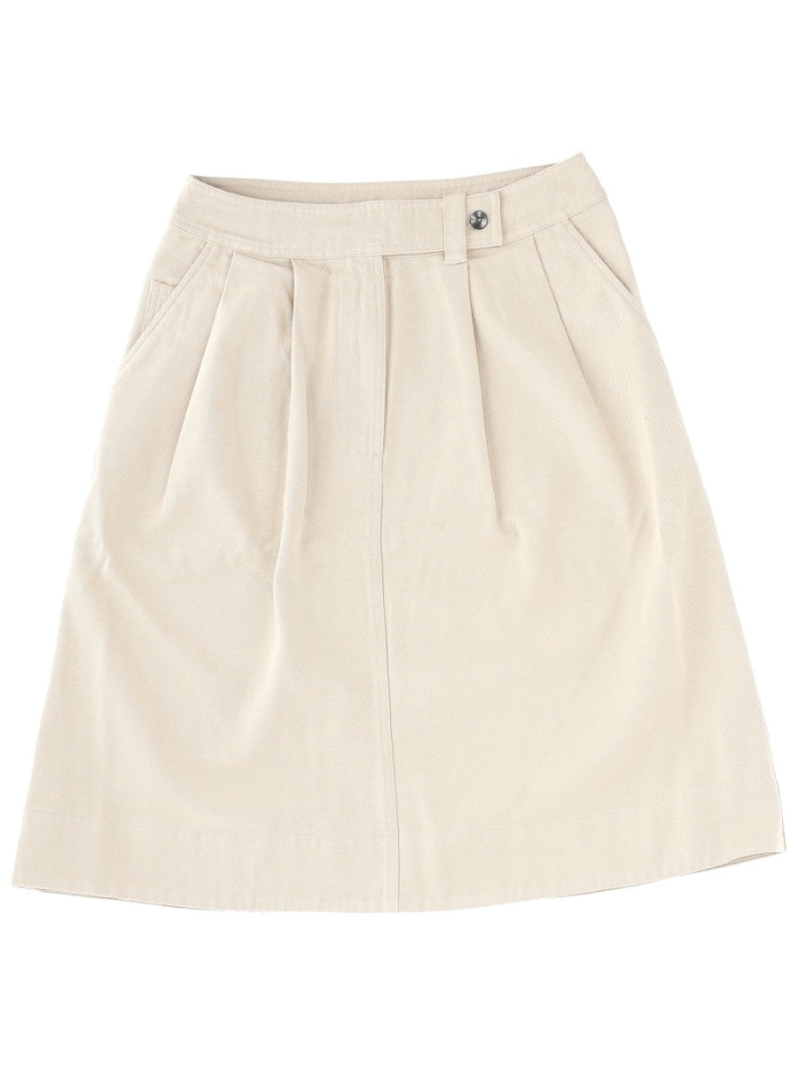 Margaret Howell Cotton-Wool Blend Midi Skirt — White, view 2