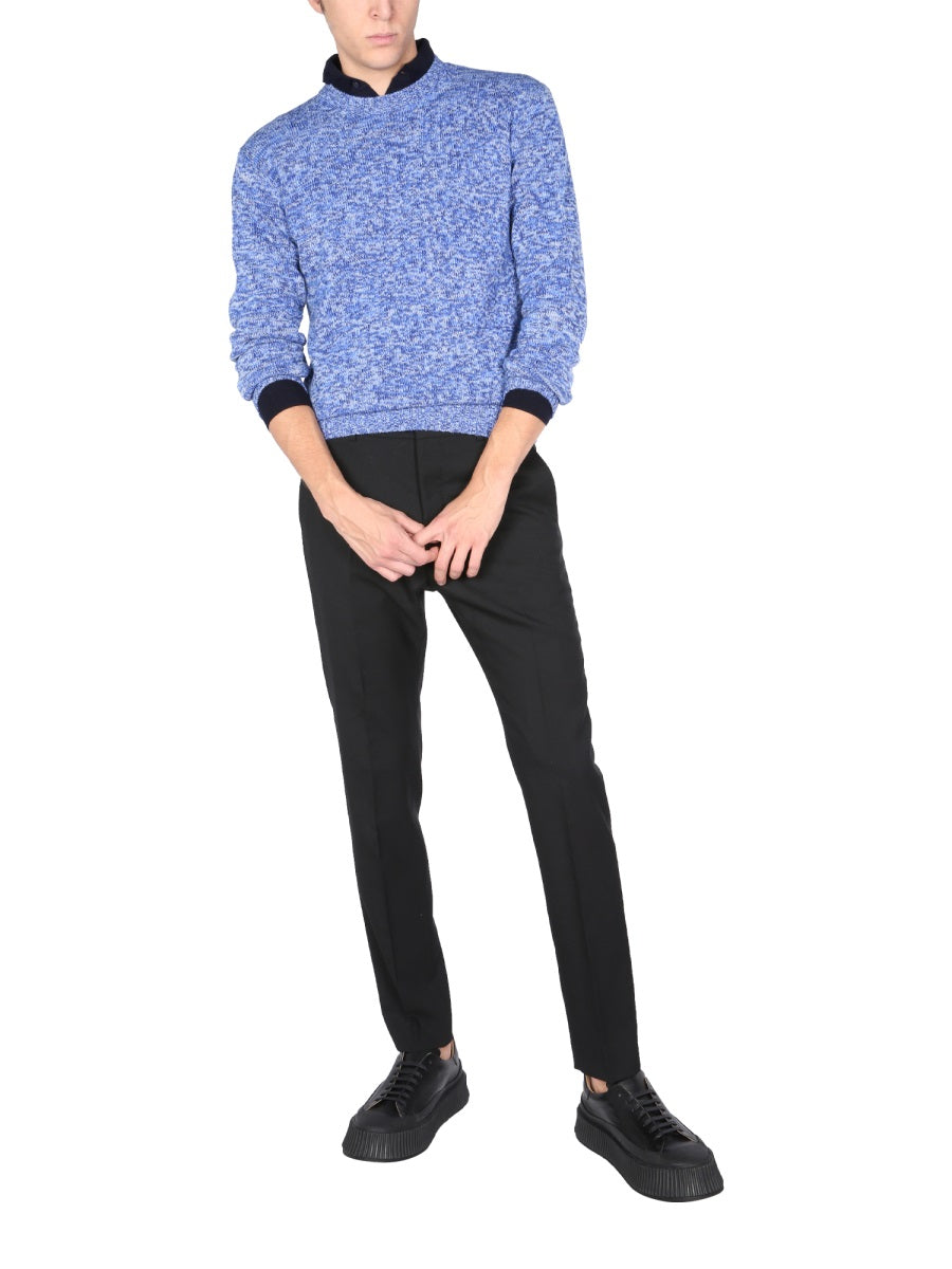 Ballantyne Wool Crew Neck Sweater — Blue, view 3