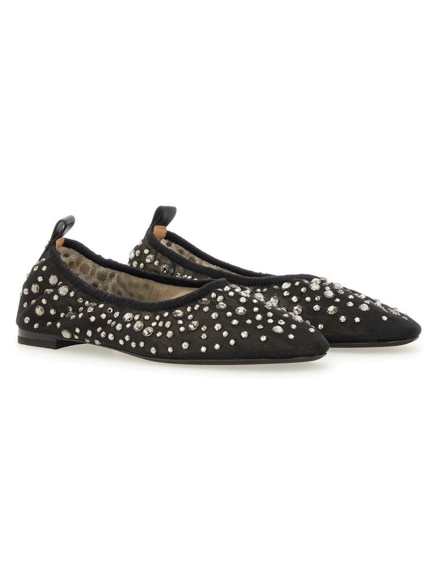 Tory Burch Crystal-Embellished Nylon Flat — Black, view 2