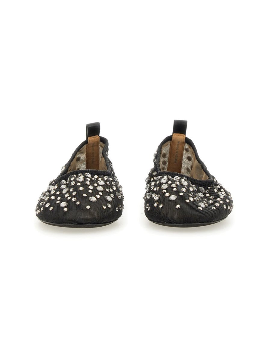 Tory Burch Crystal-Embellished Nylon Flat — Black, view 3