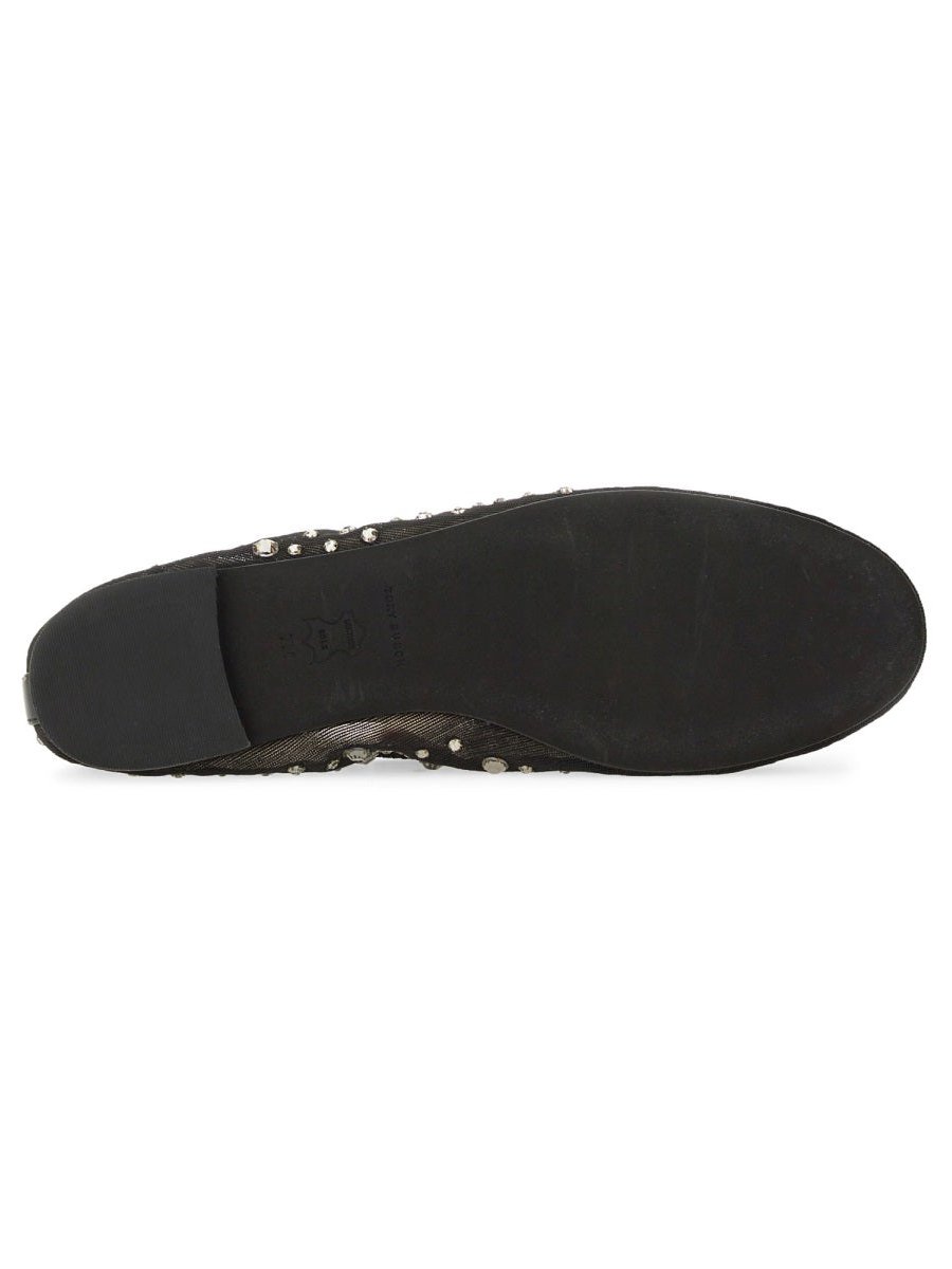 Tory Burch Crystal-Embellished Nylon Flat — Black, view 6