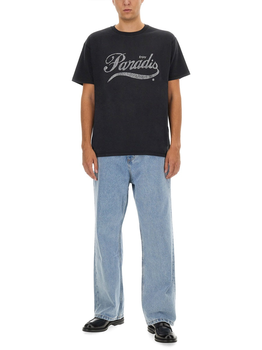 3.Paradis Coca Cola Logo Cotton T-Shirt — Black, view 4