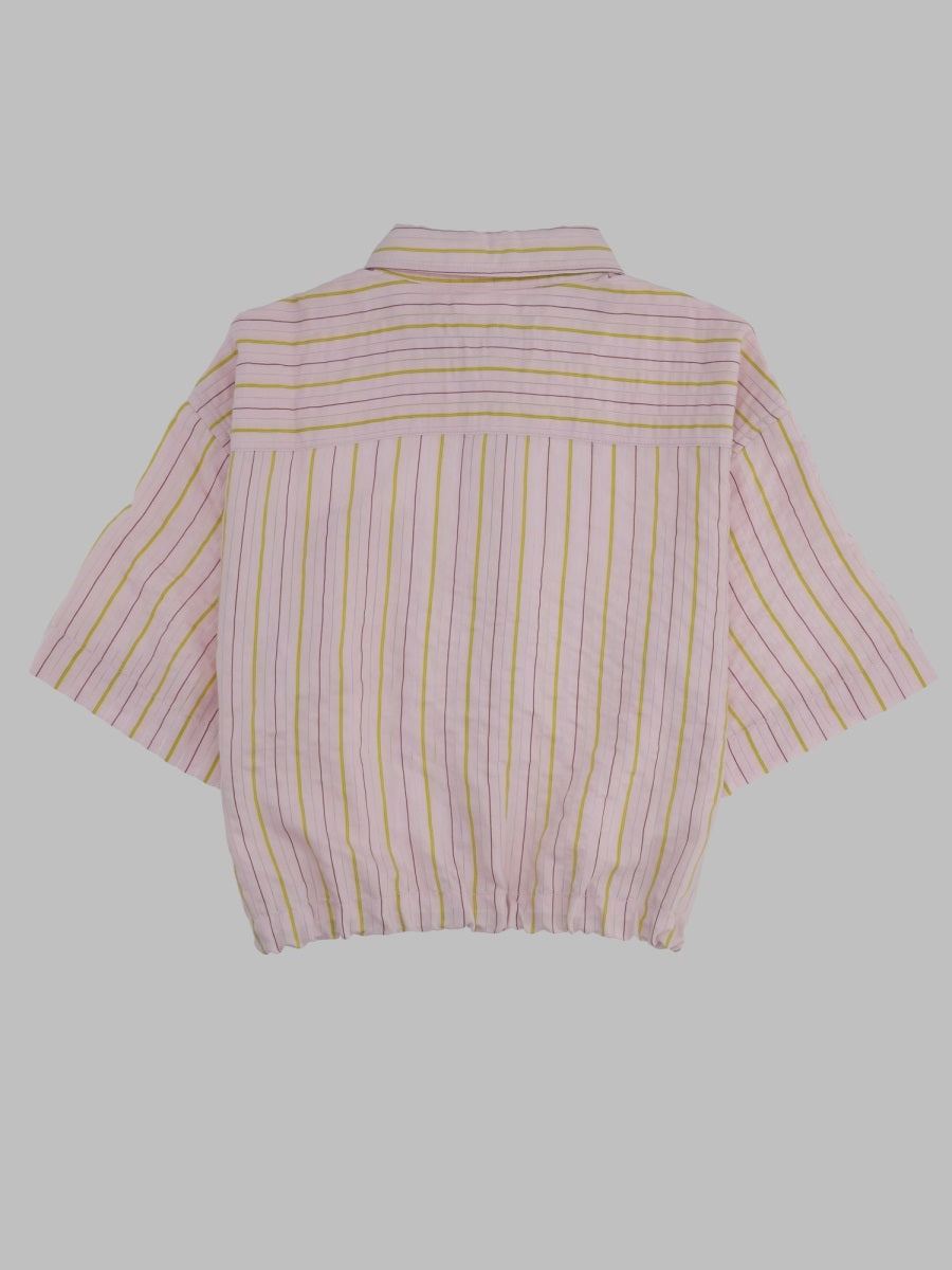 Bellerose Cropped Striped Viscose Shirt — Multicolor, view 2