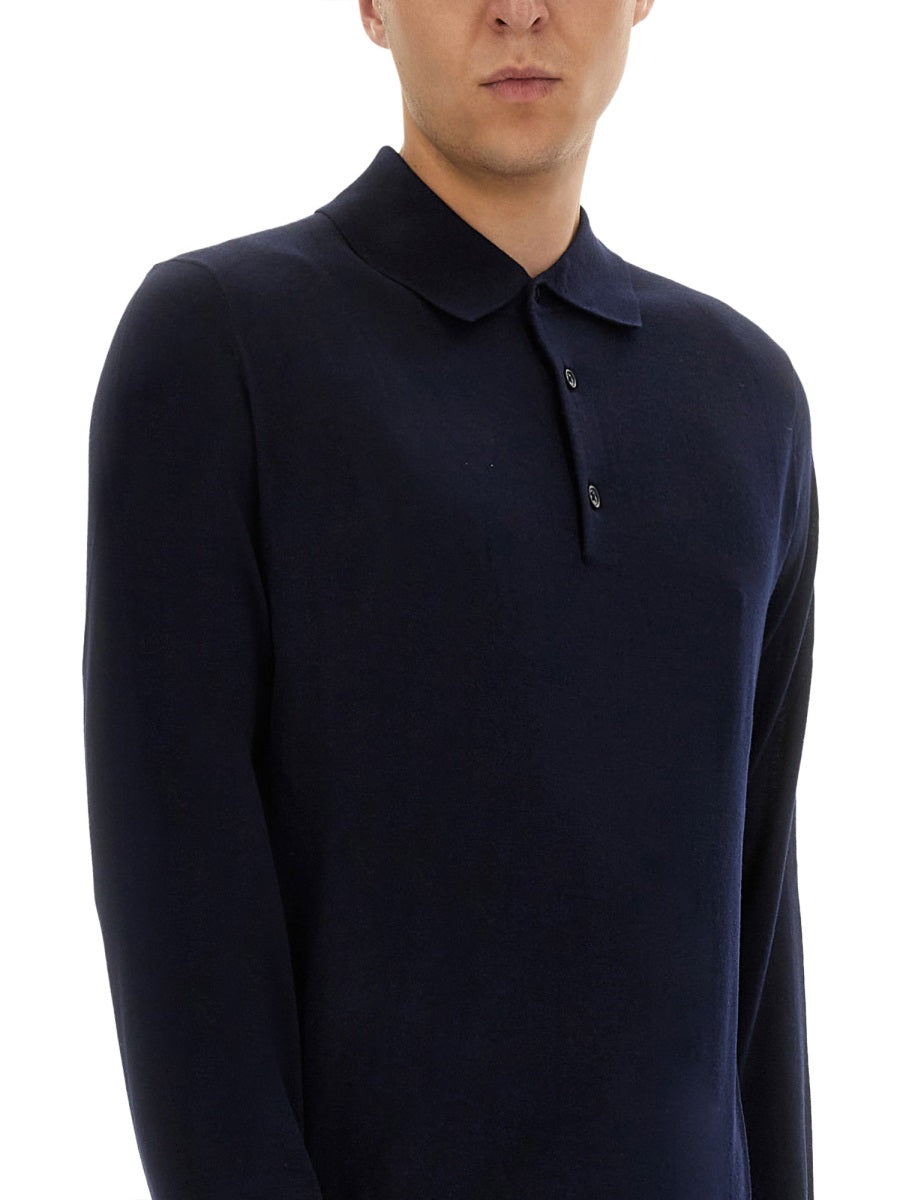 Sunflower Wool Polo Shirt — Blue, view 2