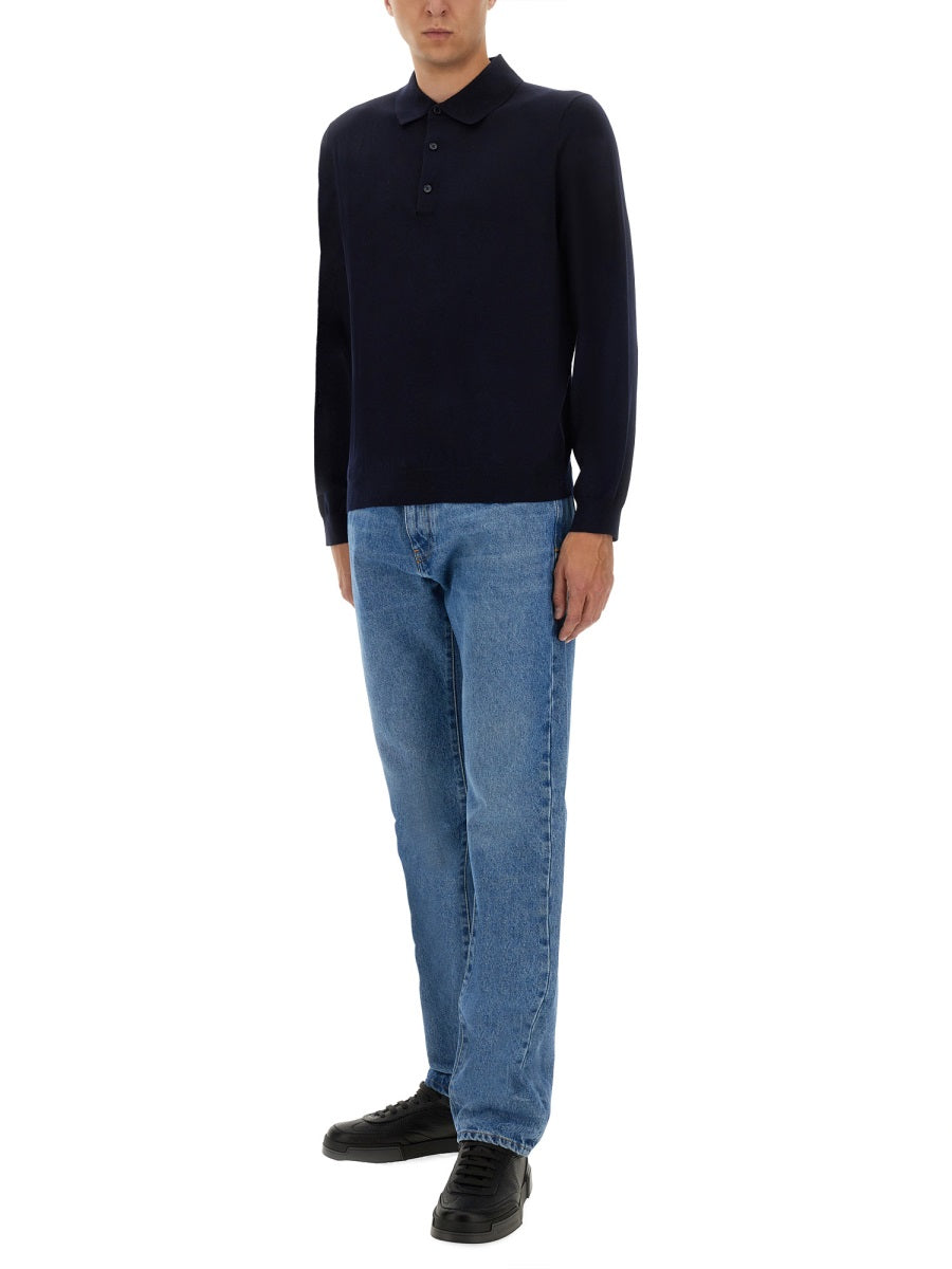 Sunflower Wool Polo Shirt — Blue, view 4
