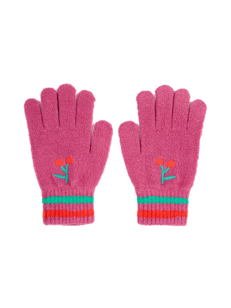 Bobo Choses Knitted Gloves — Fuchsia by Bobo Choses