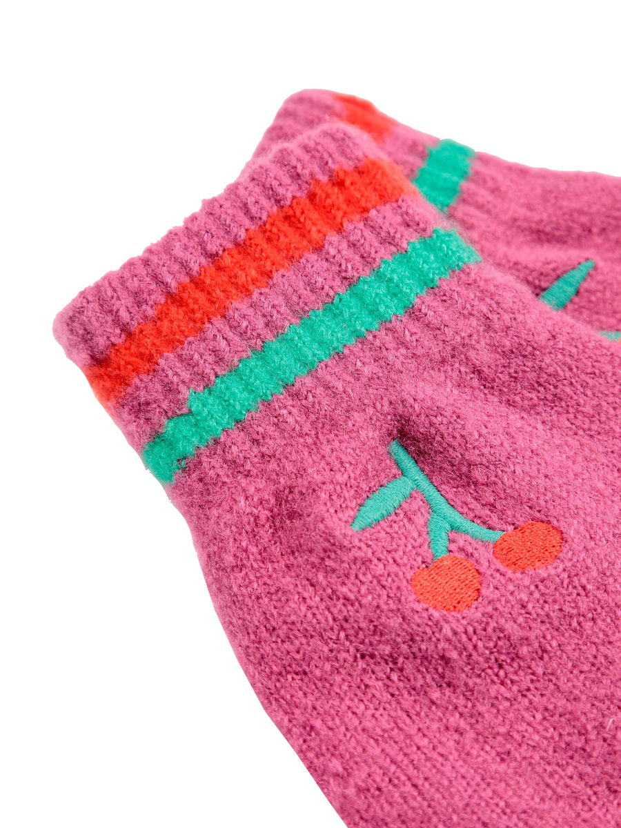 Bobo Choses Knitted Gloves — Fuchsia, view 2