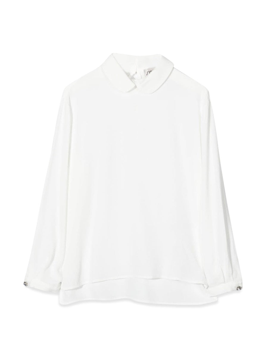 Simonetta Silk-Blend Acetate Shirt — Beige by Simonetta
