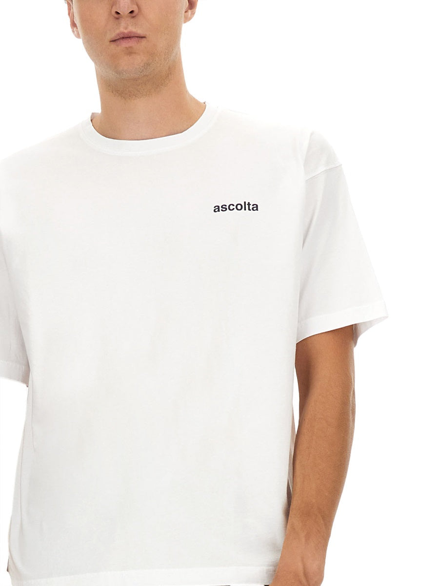 Aspesi Logo-Print Cotton T-Shirt — White, view 2