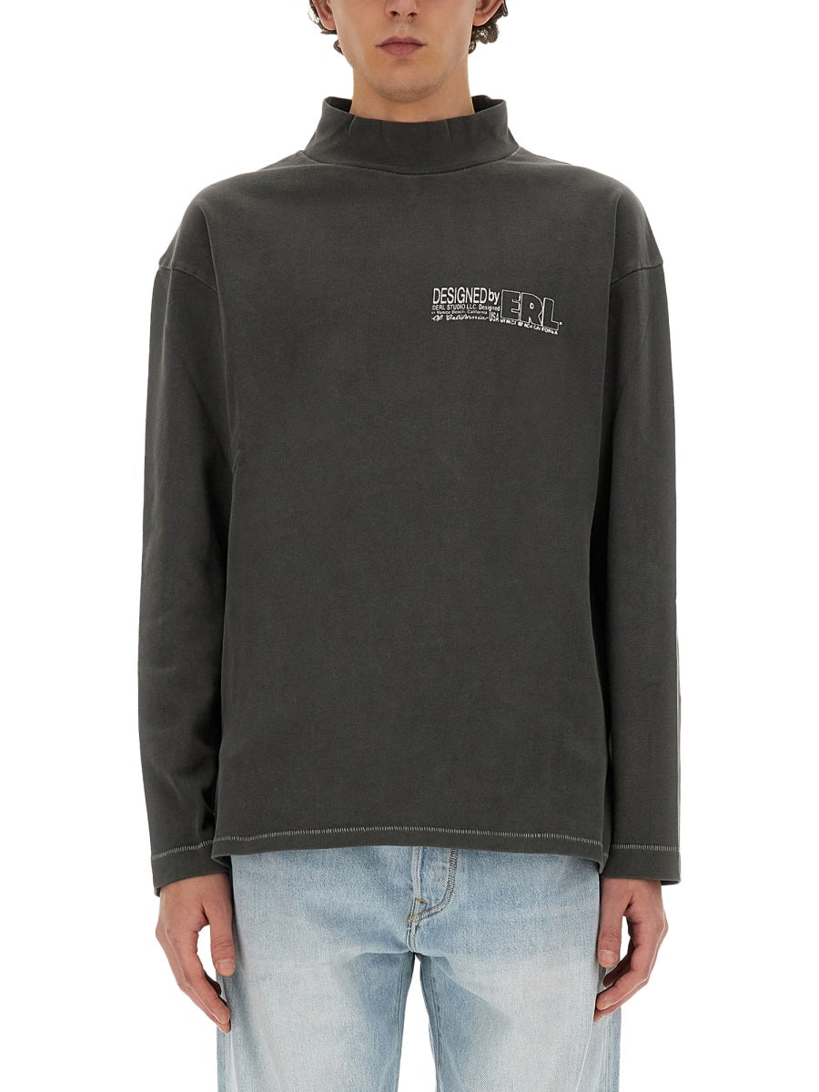 Erl Printed Cotton T-Shirt — Black by Erl