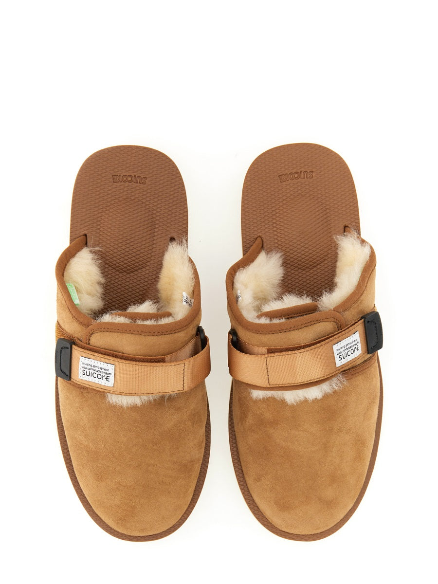 Suicoke Suede Sandals — Beige, view 3
