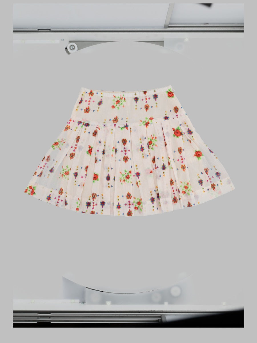 Bellerose Pleated Cotton Skirt — Multicolor by Bellerose
