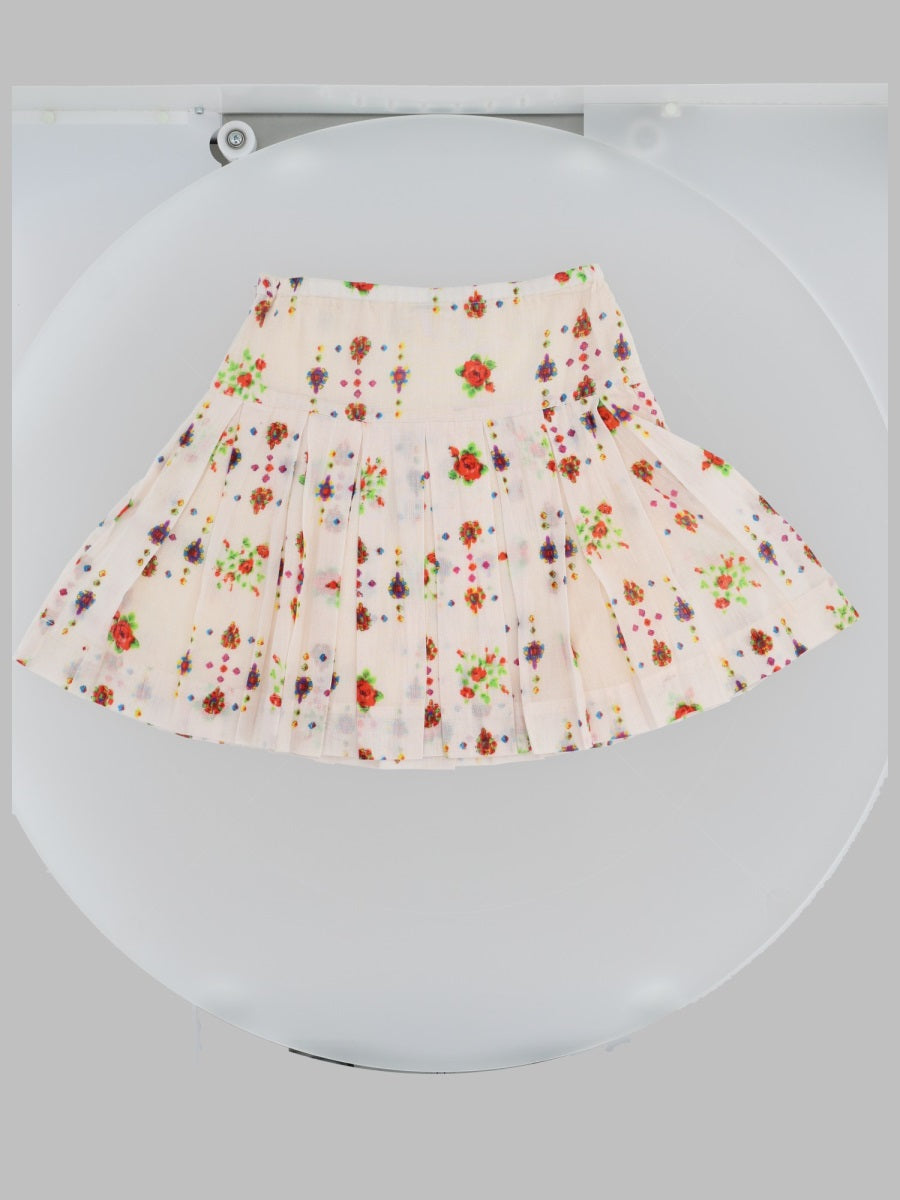 Bellerose Pleated Cotton Skirt — Multicolor, view 2