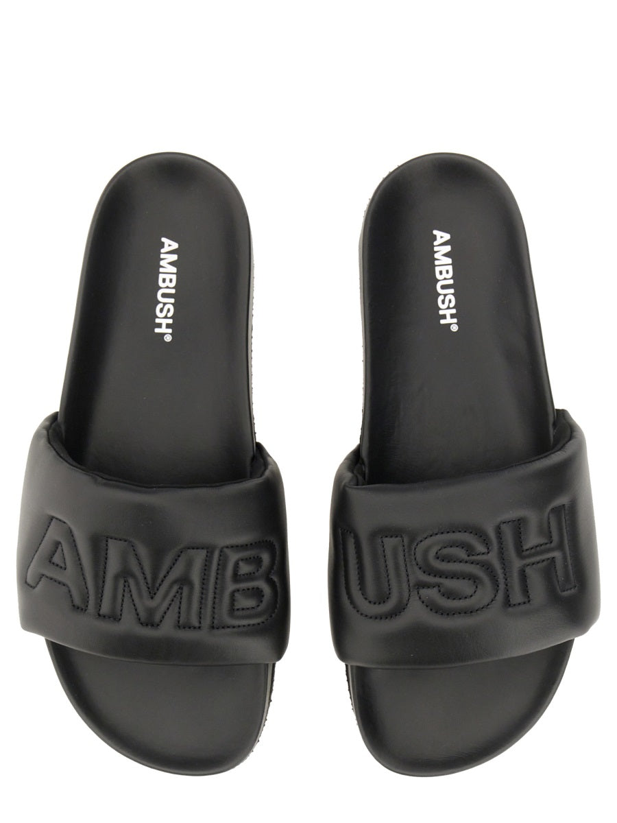 Ambush Leather Slide Sandal — Black, view 3