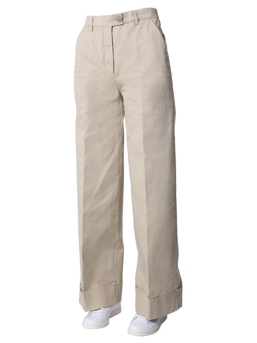 Aspesi Wide-Leg Cotton Trousers — Beige, view 2