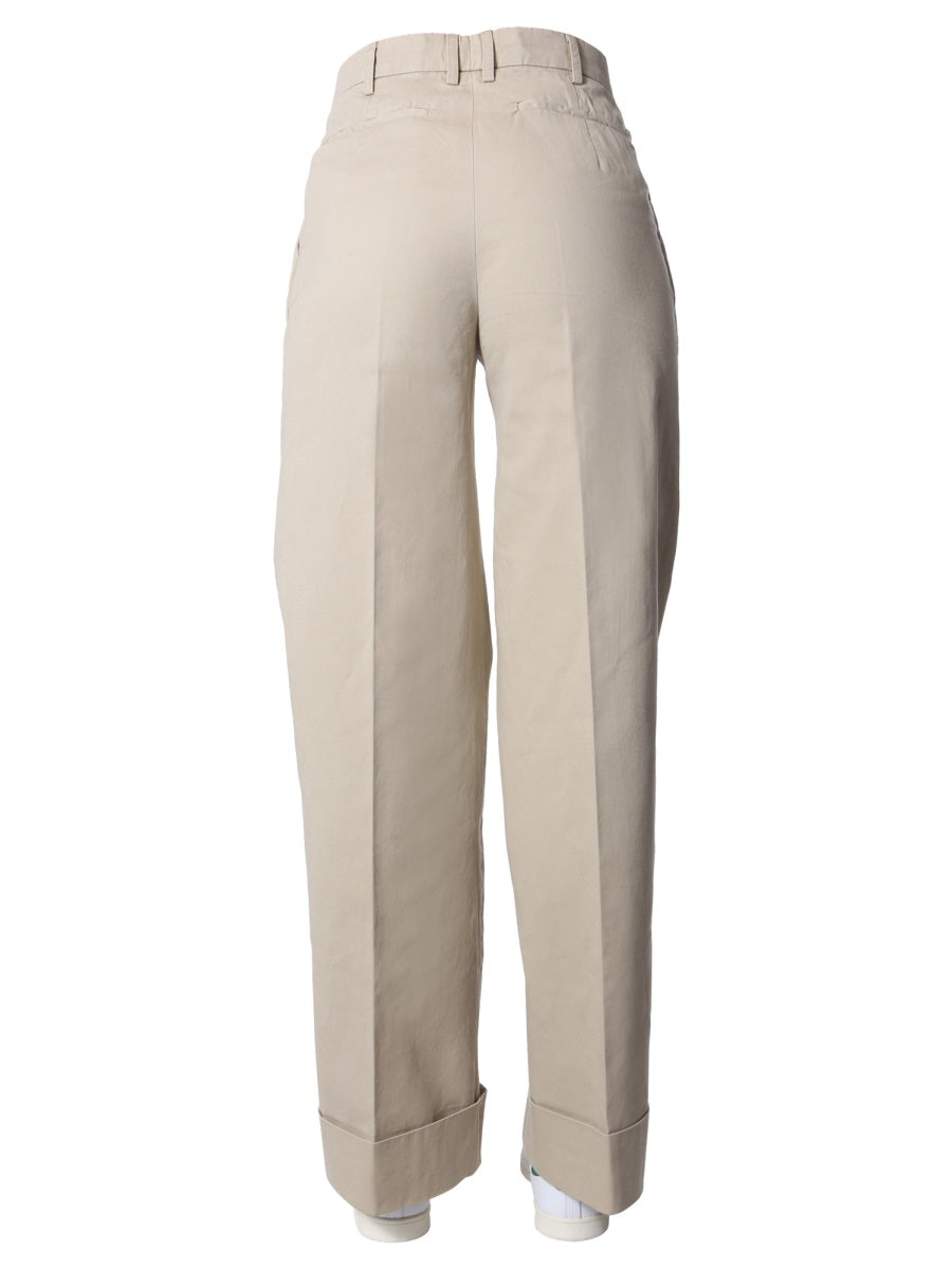 Aspesi Wide-Leg Cotton Trousers — Beige, view 3